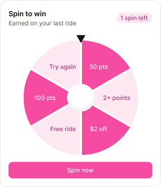 Example spin-to-win wheel in a rewards app