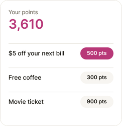 Example rewards to spend points on in the app