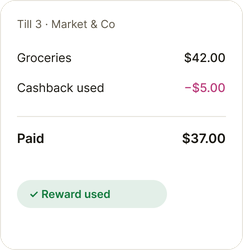 Example till receipt with cashback used